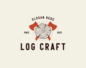 Axe Log Lumberjack logo design