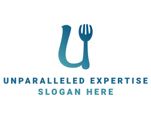 Restaurant Utensils Letter U logo design