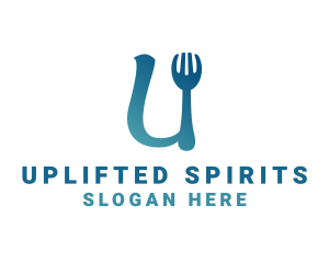 Restaurant Utensils Letter U logo design