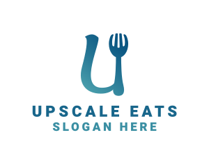 Restaurant Utensils Letter U logo design