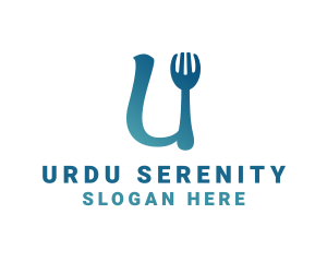 Restaurant Utensils Letter U logo design