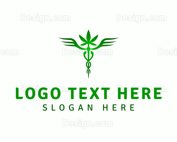 Marijuana Weed Caduceus Logo