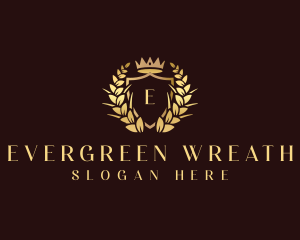 Crown Wreath Shield logo design