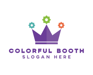 Colorful Gear Crown logo design