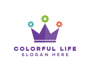 Colorful Gear Crown logo design