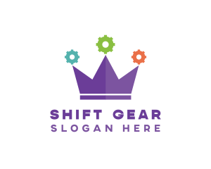 Colorful Gear Crown logo design