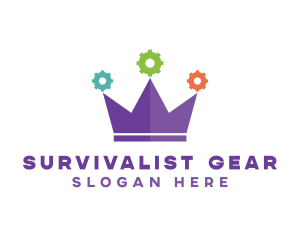 Colorful Gear Crown logo design