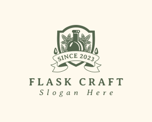 Marijuana Leaf Flask logo design