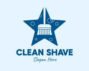 Star Cleaning Broom Mop logo design