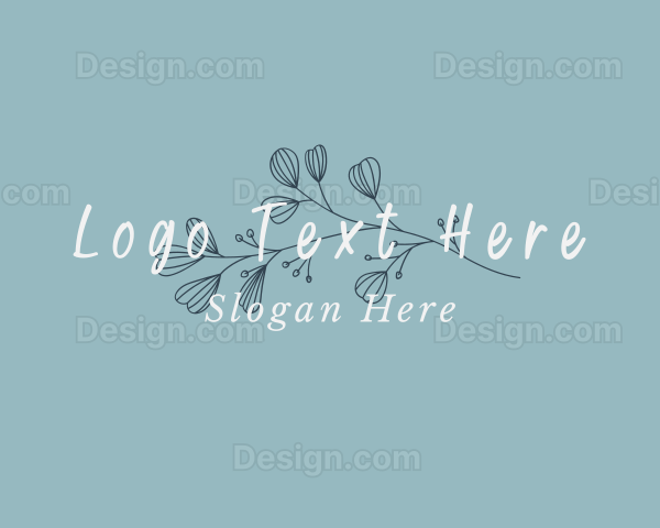 Cursive Leaf Wordmark Logo