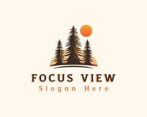 Pine Tree Sunset View logo design