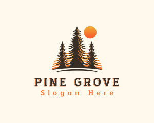 Pine Tree Sunset View logo design