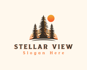 Pine Tree Sunset View logo design