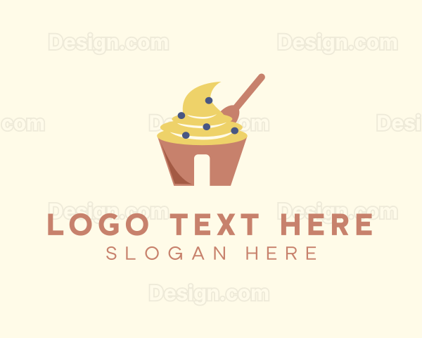 Cream Pastry Cupcake Logo