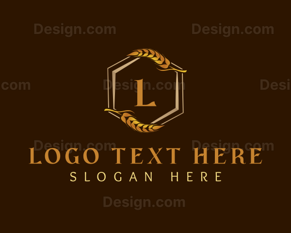 Elegant Wheat Hexagon Logo