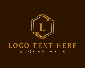 Elegant Wheat Hexagon logo