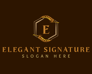 Elegant Wheat Hexagon logo design