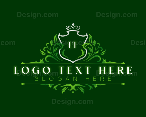 Floral Decorative Shield Logo