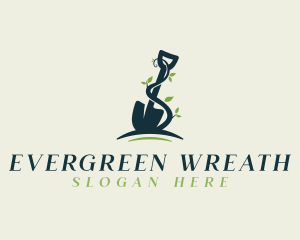 Plant Landscaping Shovel Gardening logo design