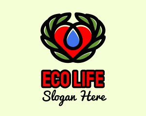 Eco Leaf Heart logo design