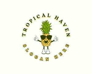 Tropical Pineapple Fruit logo design