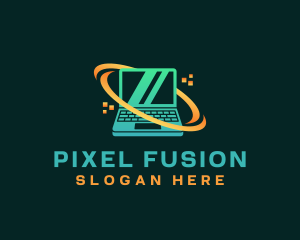 Laptop Repair Pixel logo design