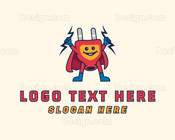 Electric Plug Superhero Logo