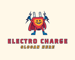 Electric Plug Superhero logo design