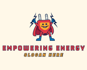 Electric Plug Superhero logo design