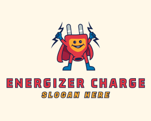 Electric Plug Superhero logo design