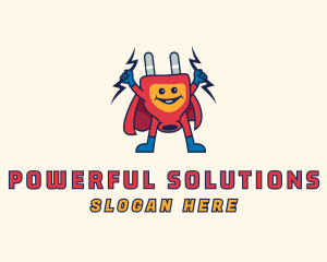 Electric Plug Superhero logo design