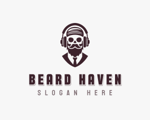 Broadcasting Skull Beard logo design