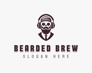 Broadcasting Skull Beard logo design