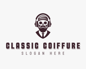 Broadcasting Skull Beard logo design