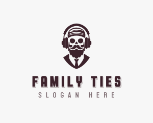 Broadcasting Skull Beard logo design