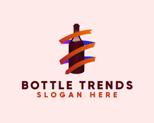 Wine Ribbon Bottle logo