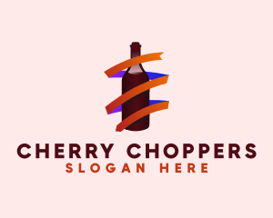 Wine Ribbon Bottle logo design