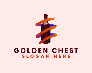 Wine Ribbon Bottle logo design