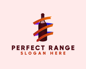 Wine Ribbon Bottle logo design