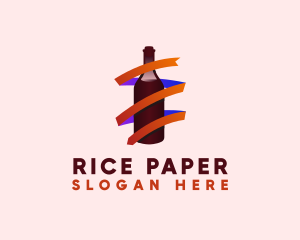 Wine Ribbon Bottle logo design