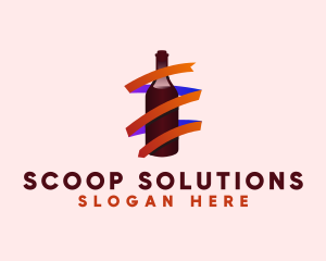 Wine Ribbon Bottle logo design