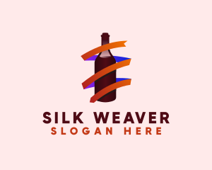 Wine Ribbon Bottle logo design