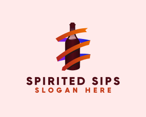 Wine Ribbon Bottle logo