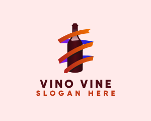 Wine Ribbon Bottle logo