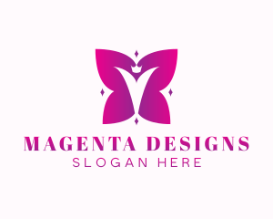 Magenta Butterfly Insect logo design