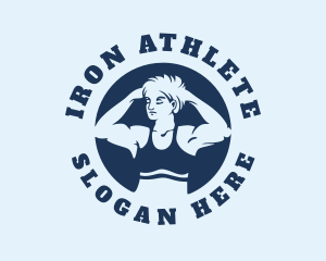 Muscular Lady Gym  logo design