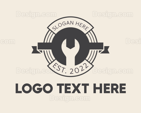 Wrench Banner Badge Logo