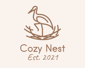 Minimalist Stork Nest  logo design