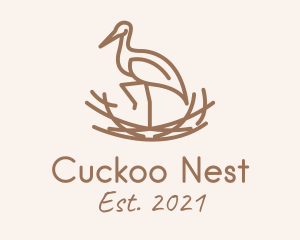 Minimalist Stork Nest  logo design