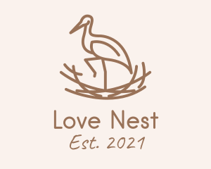 Minimalist Stork Nest  logo design